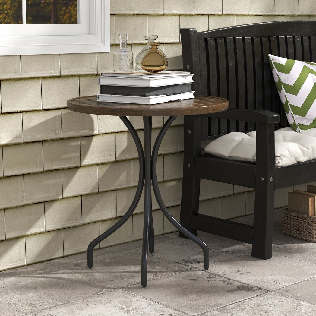 Outsunny Round Garden Table Outdoor Side Table with Steel Frame