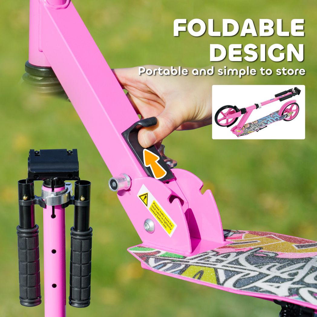 AIYAPLAY Kids Scooter, Foldable Kick Scooter w/ Adjustable Handlebar