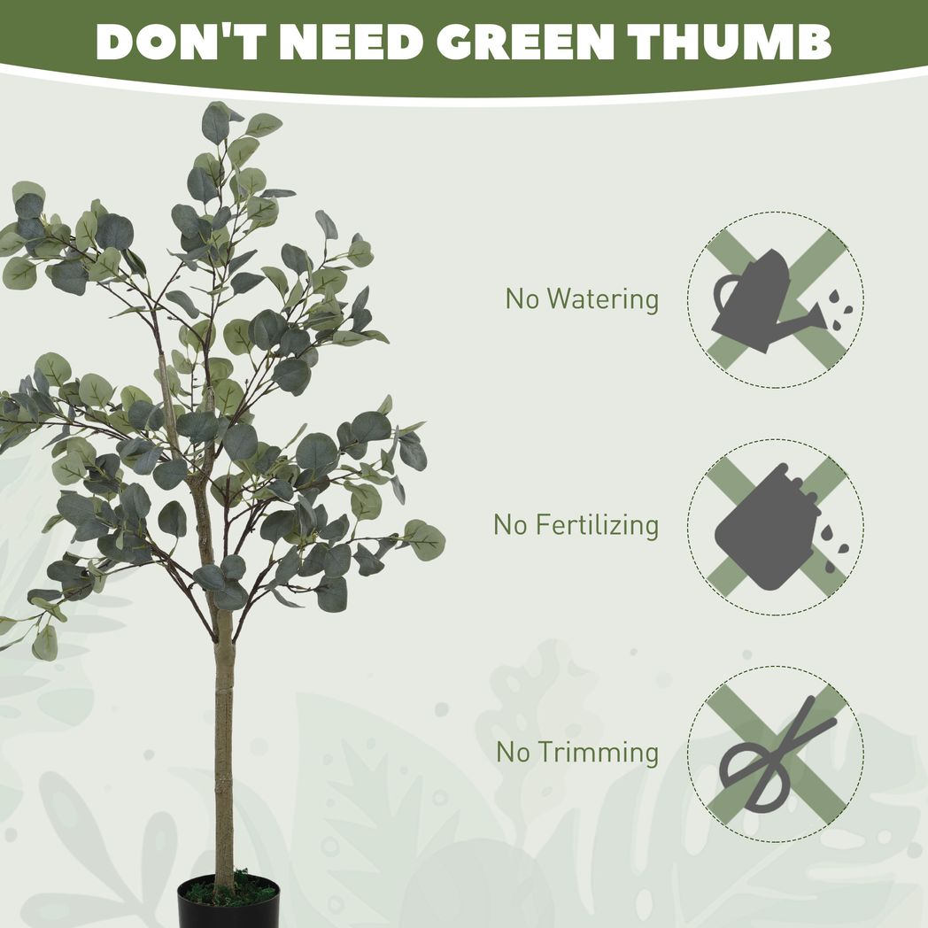 HOMCOM 2 Pack Artificial Plants, Faux Silk Eucalyptus Trees