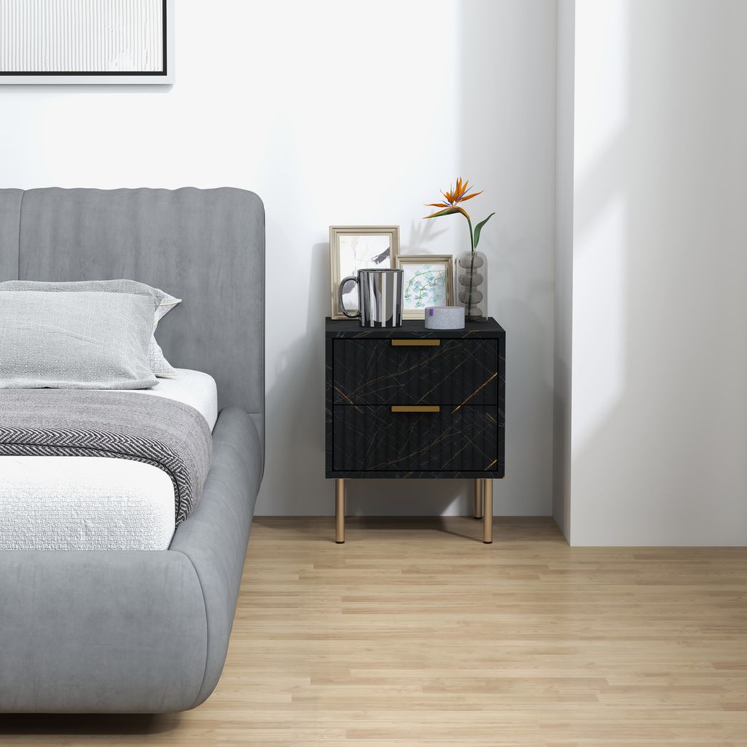 HOMCOM Bedside Table Bedside Cabinet with 2 Drawers for Bedroom