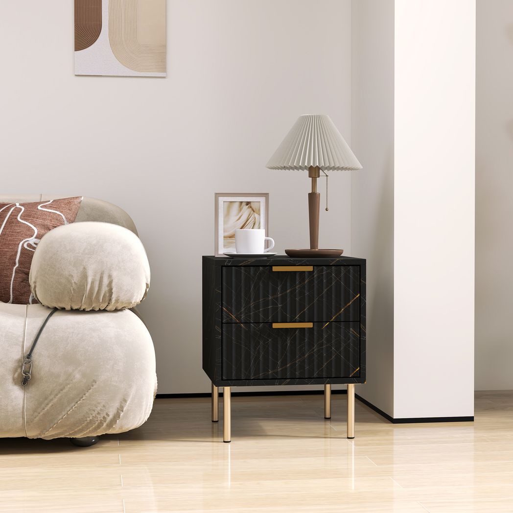 HOMCOM Bedside Table Bedside Cabinet with 2 Drawers for Bedroom