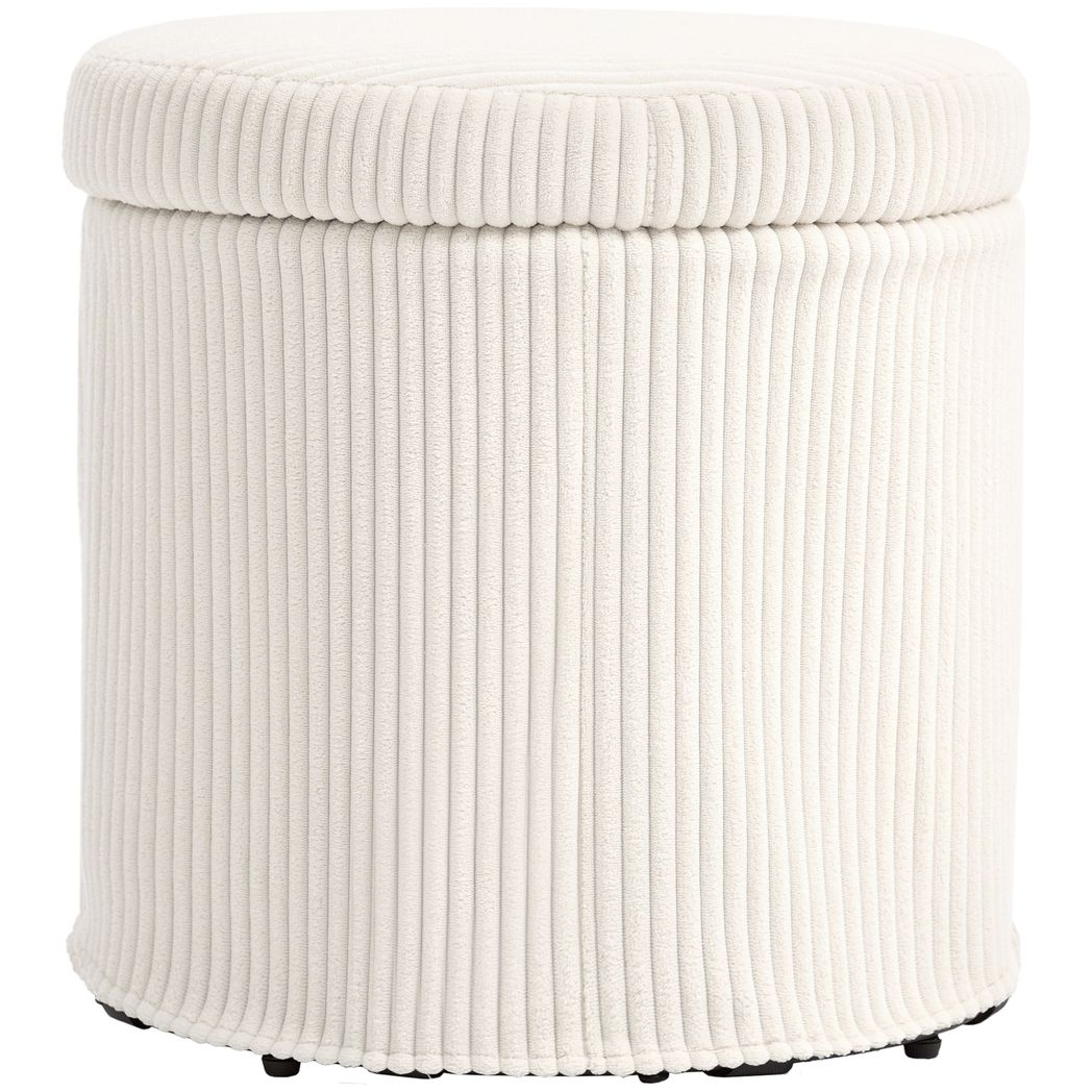 HOMCOM Round Storage Ottoman with Lid, Vanity Stool with Storage