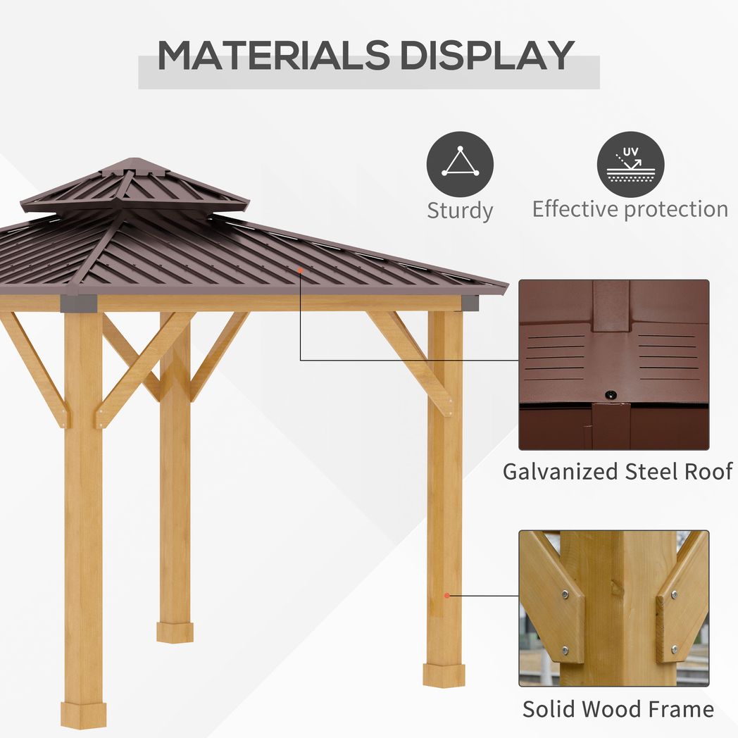Outsunny 3x(3)M Double-Tier Hardtop Gazebo, Outdoor Patio Shelter