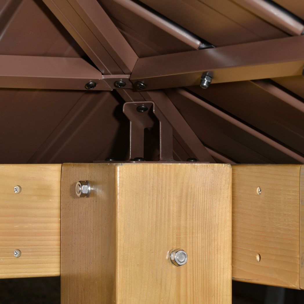 Outsunny 3x(3)M Double-Tier Hardtop Gazebo, Outdoor Patio Shelter