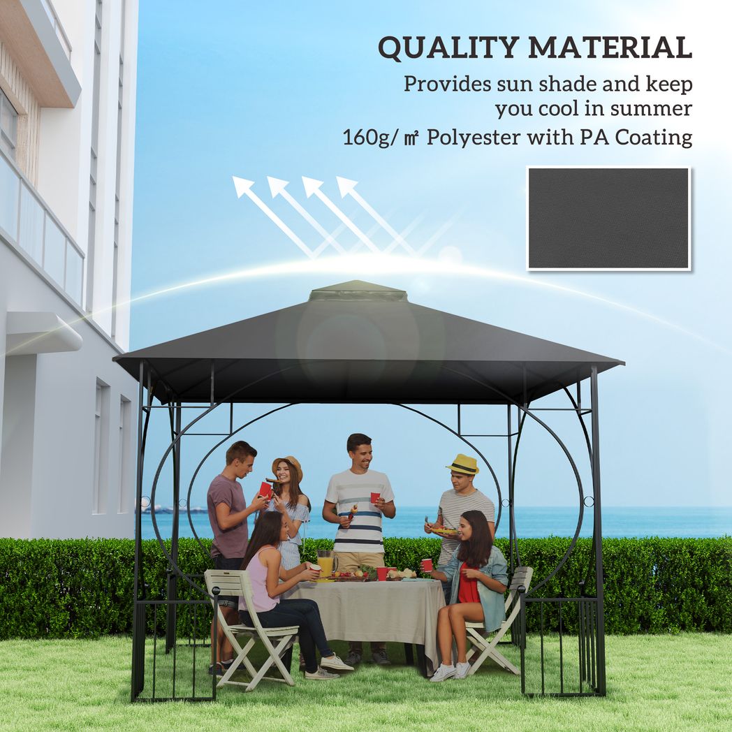 Outsunny Gazebo Canopy Replacement Cover 3 x 3(m) 2-Tier Roof Top for Garden