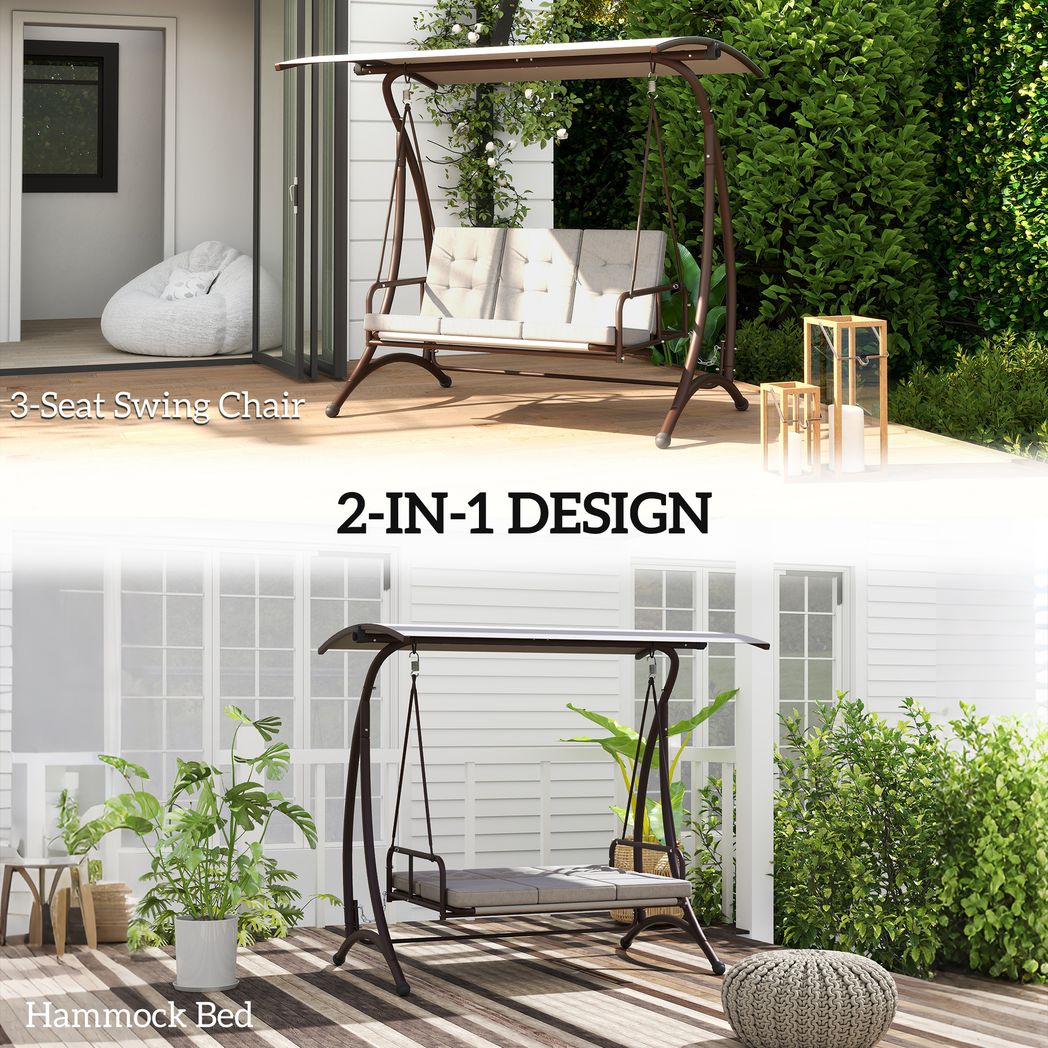Outsunny 3 Seater Garden Swing Seat Bed with Adjustable Canopy