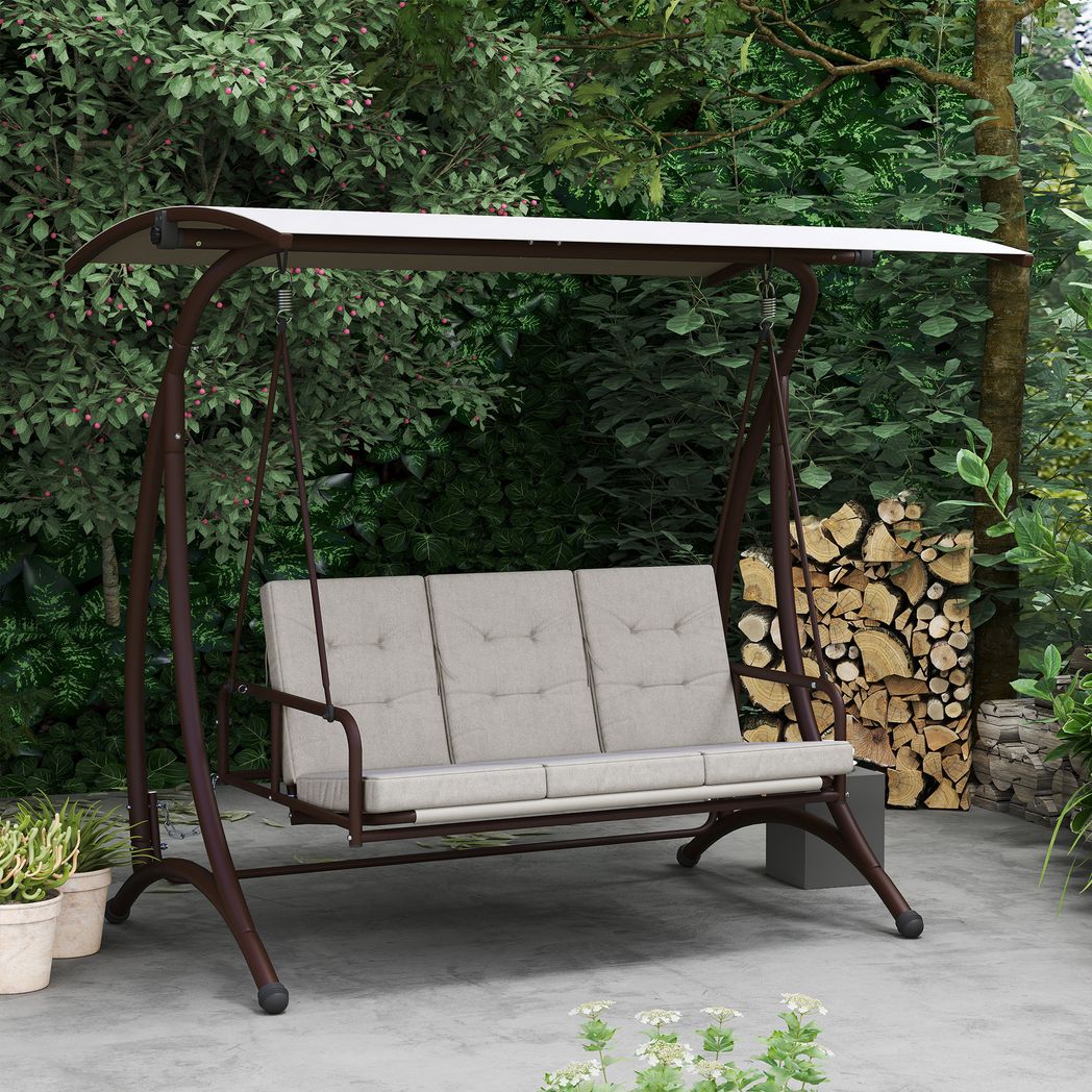 Outsunny 3 Seater Garden Swing Seat Bed with Adjustable Canopy
