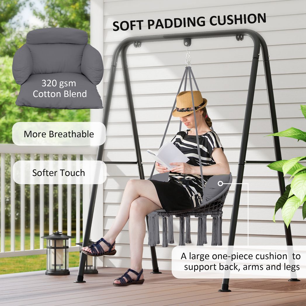 Outsunny Hammock Chair, Boho Hanging Swing Chair with Cushion