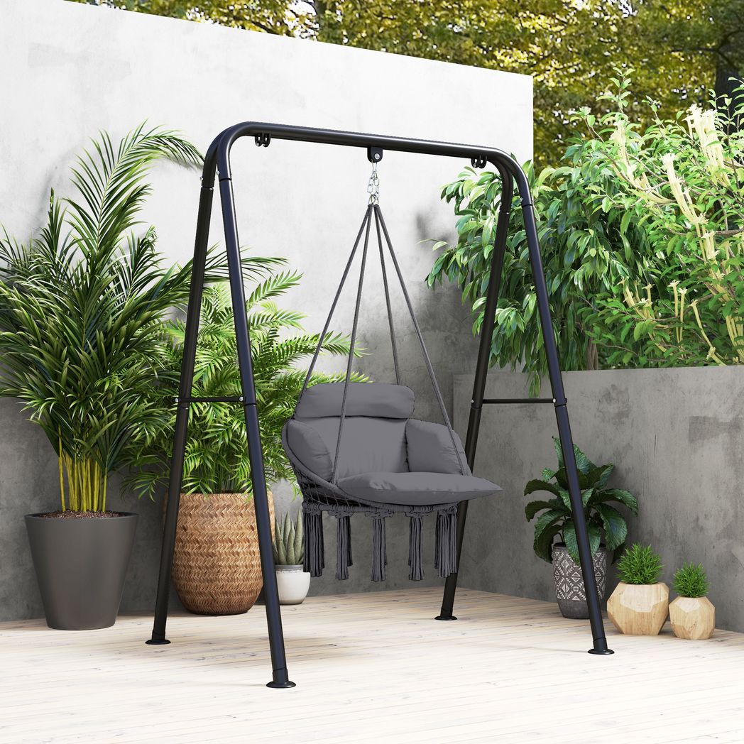 Outsunny Hammock Chair, Boho Hanging Swing Chair with Cushion