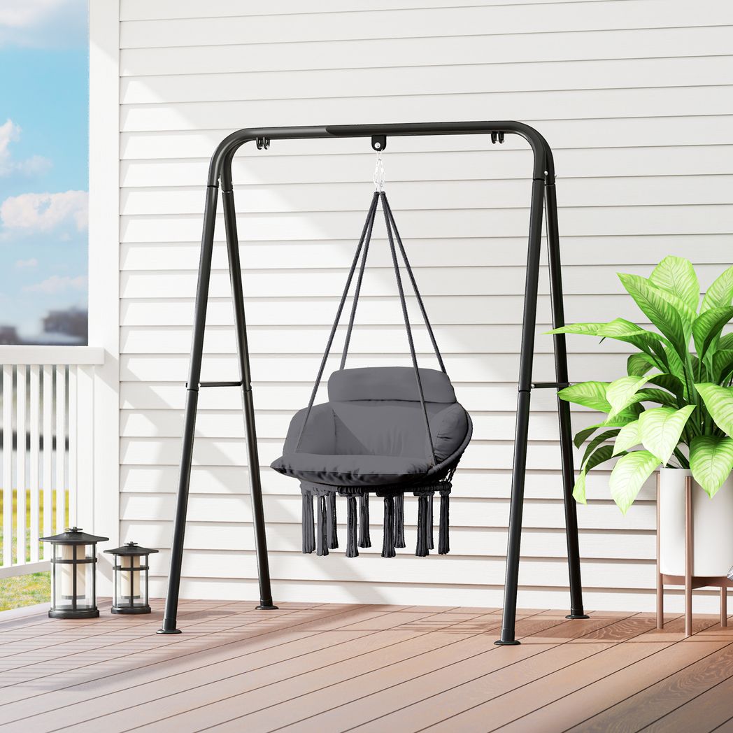 Outsunny Hammock Chair, Boho Hanging Swing Chair with Cushion