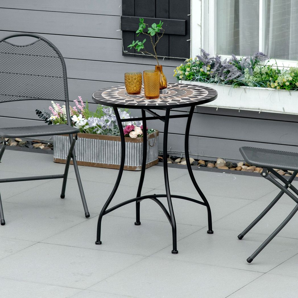 Outsunny 60cm Mosaic Round Bistro Table Outdoor Garden Side Table