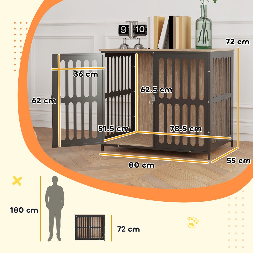 PawHut Dog Crate Furniture with Anti-Chew Resistant Mesh for Medium Dogs