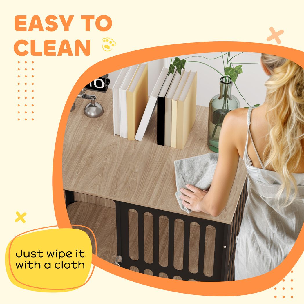 PawHut Dog Crate Furniture with Anti-Chew Resistant Mesh for Medium Dogs