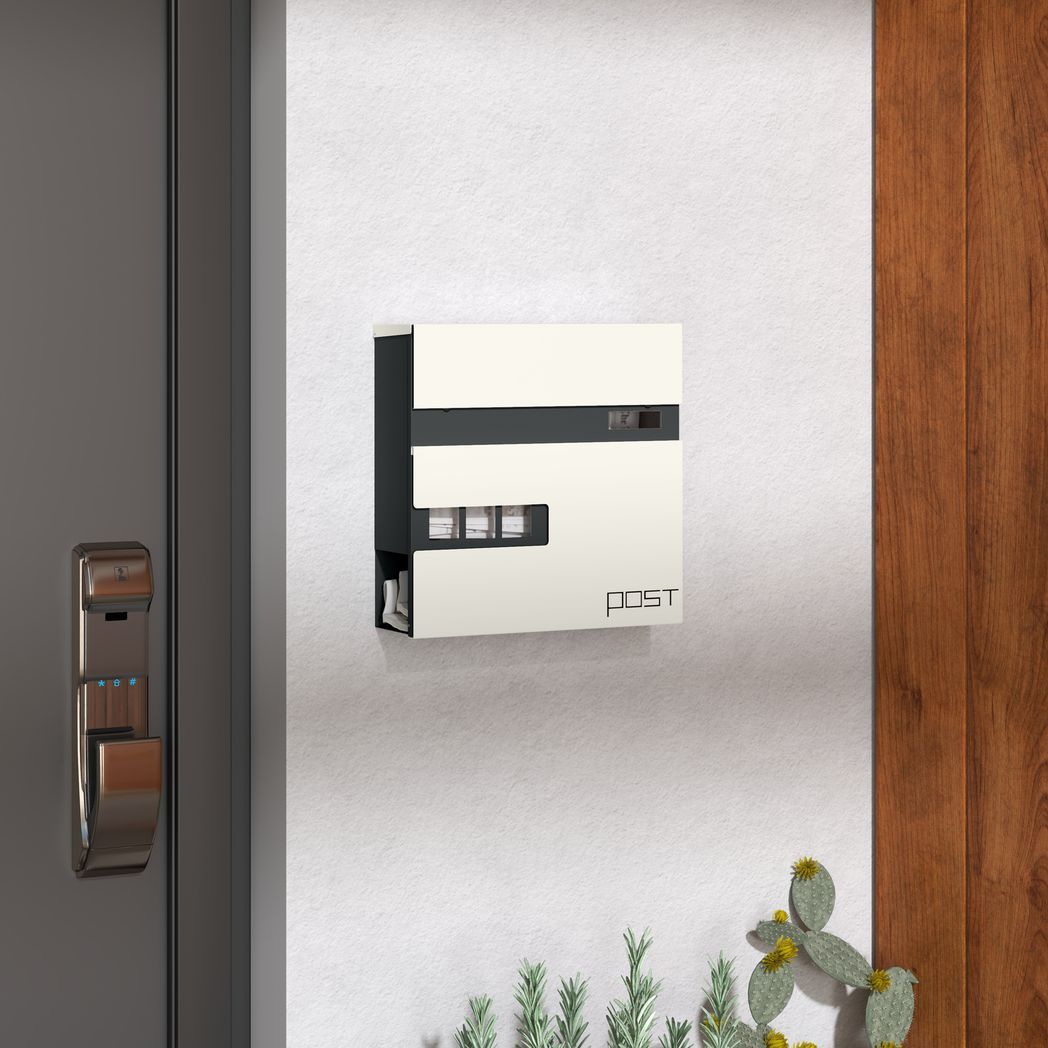HOMCOM Wall Mounted Post Box, Weatherproof Letterbox with Lock