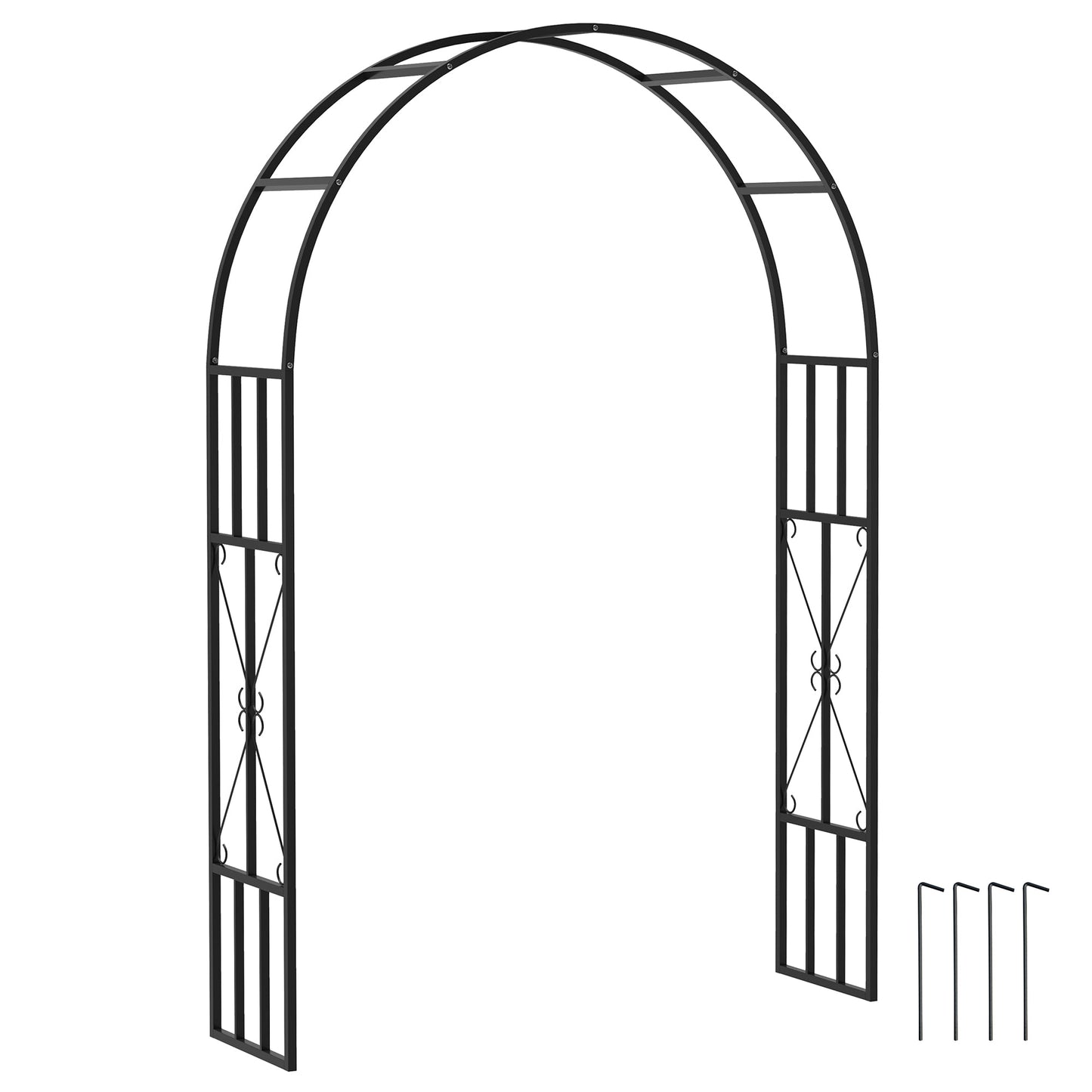 Outsunny Steel Garden Arch, 2.2m High x 1.5m Wide Metal Garden Trellis Black