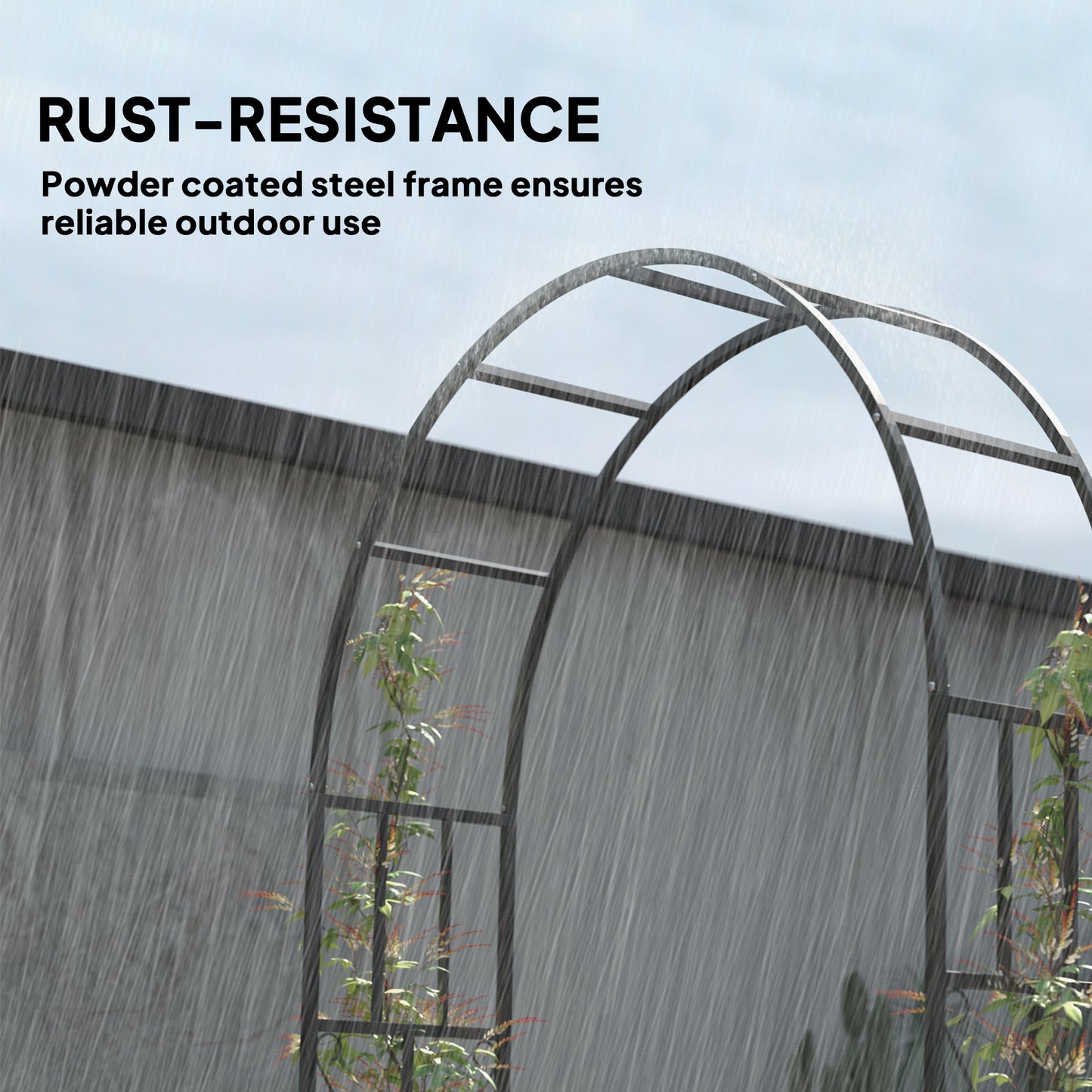 Outsunny Steel Garden Arch, 2.2m High x 1.5m Wide Metal Garden Trellis Black