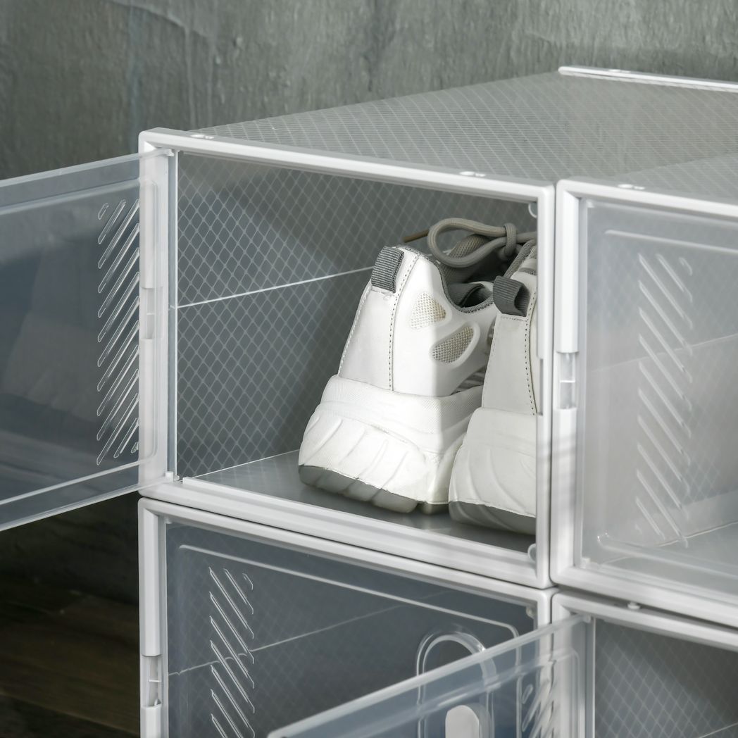 HOMCOM 8PCS Stackable Clear Plastic Shoe Storage Box for UK/EU Size 8.5/43