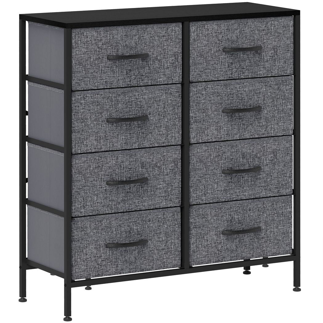 HOMCOM 8 Drawer Fabric Chest of Drawers w/ Wooden Top for Hallway