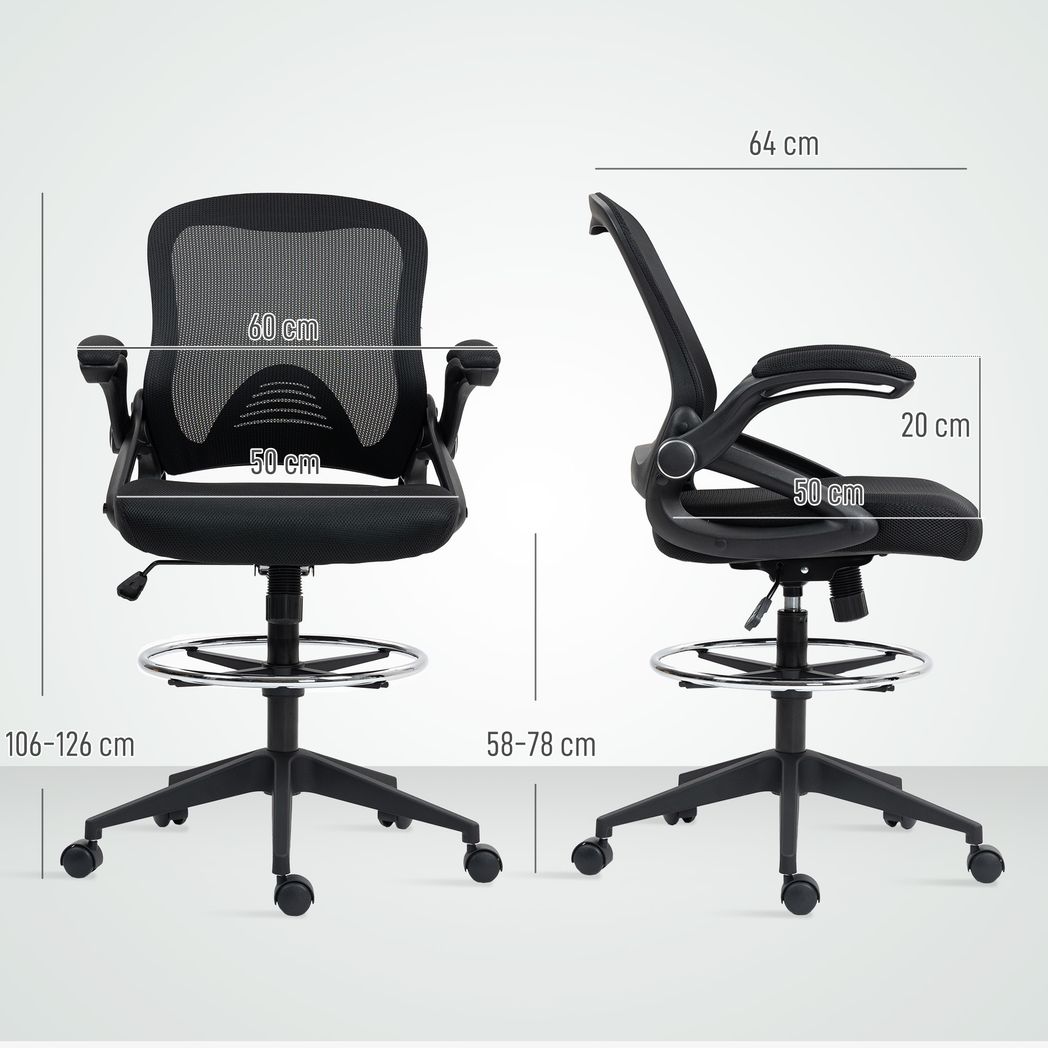 Vinsetto Mesh Office Stool, 60° Swivel Height Adjustable Chair