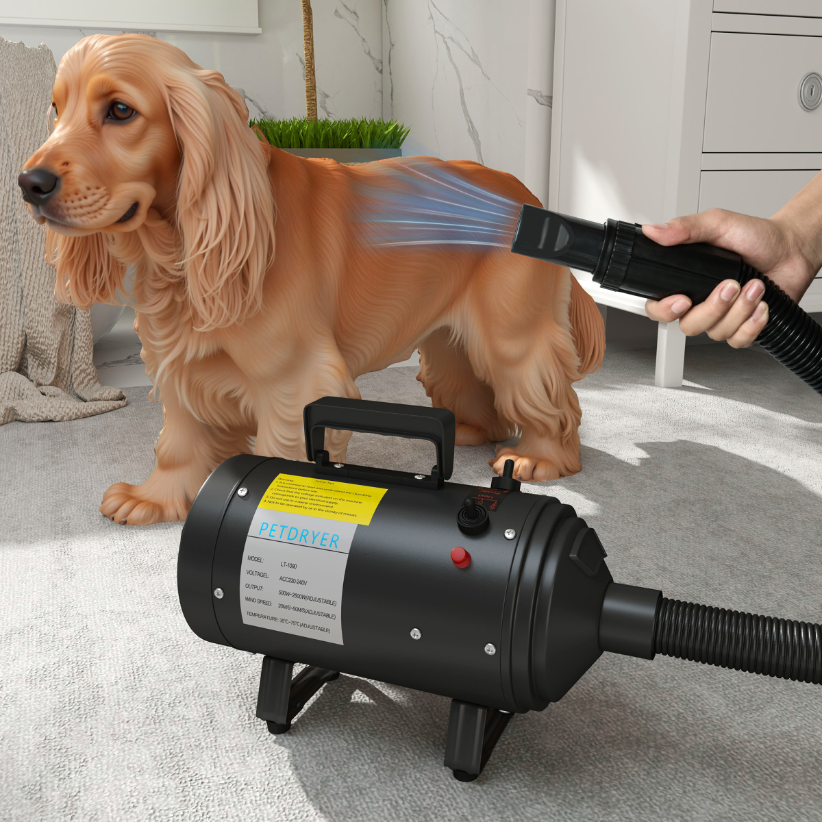 PawHut 2200W Dog Hair Dryer with Adjustable Temperature & Velocity