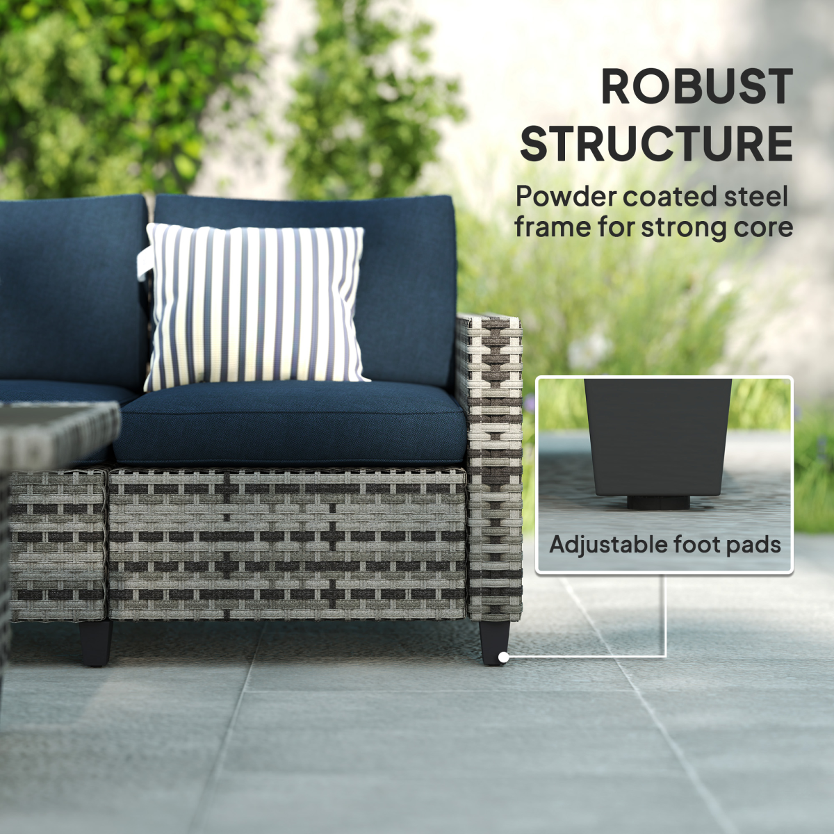Outsunny 5 Seater Wicker Outdoor Furniture Set for Balcony
