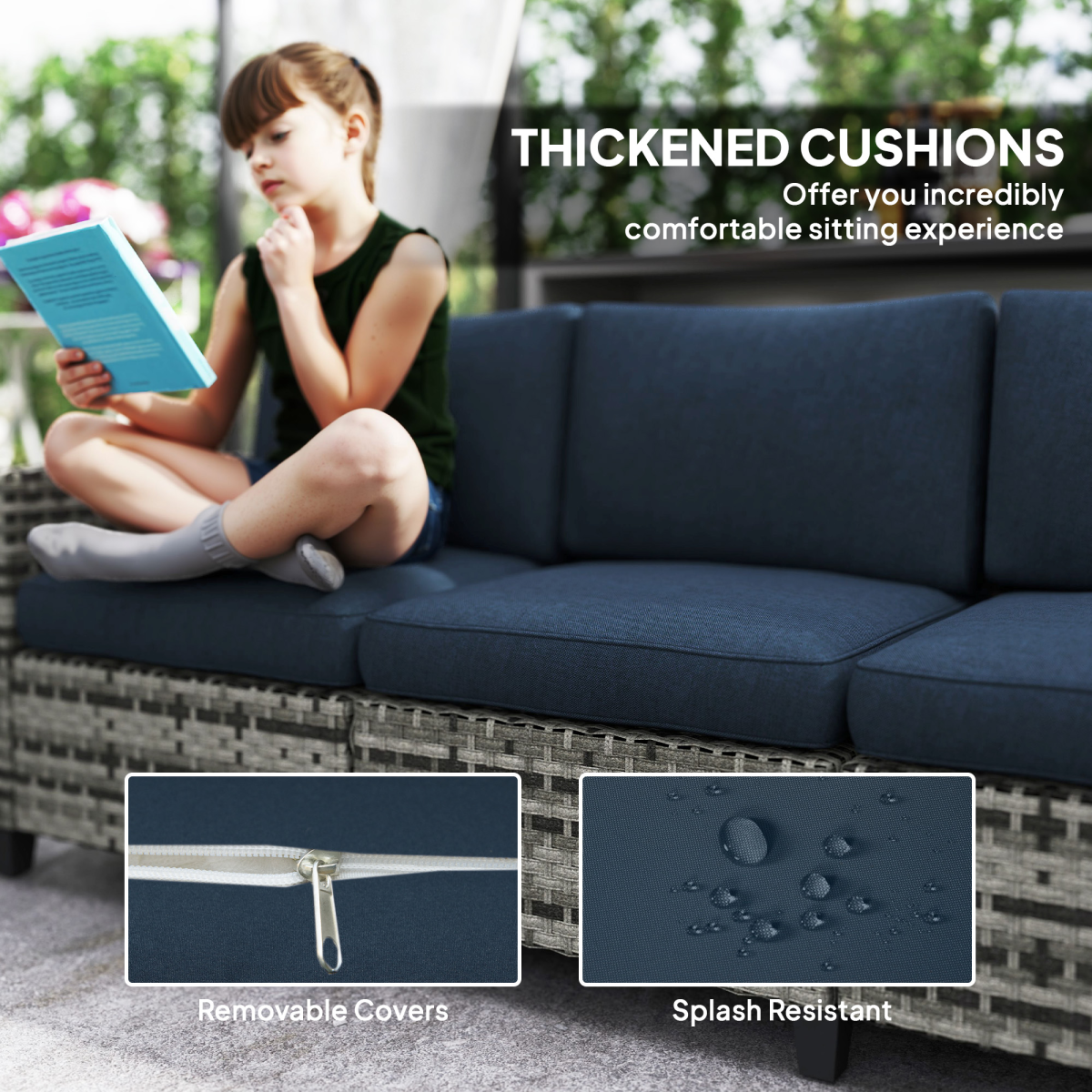 Outsunny 5 Seater Wicker Outdoor Furniture Set for Balcony