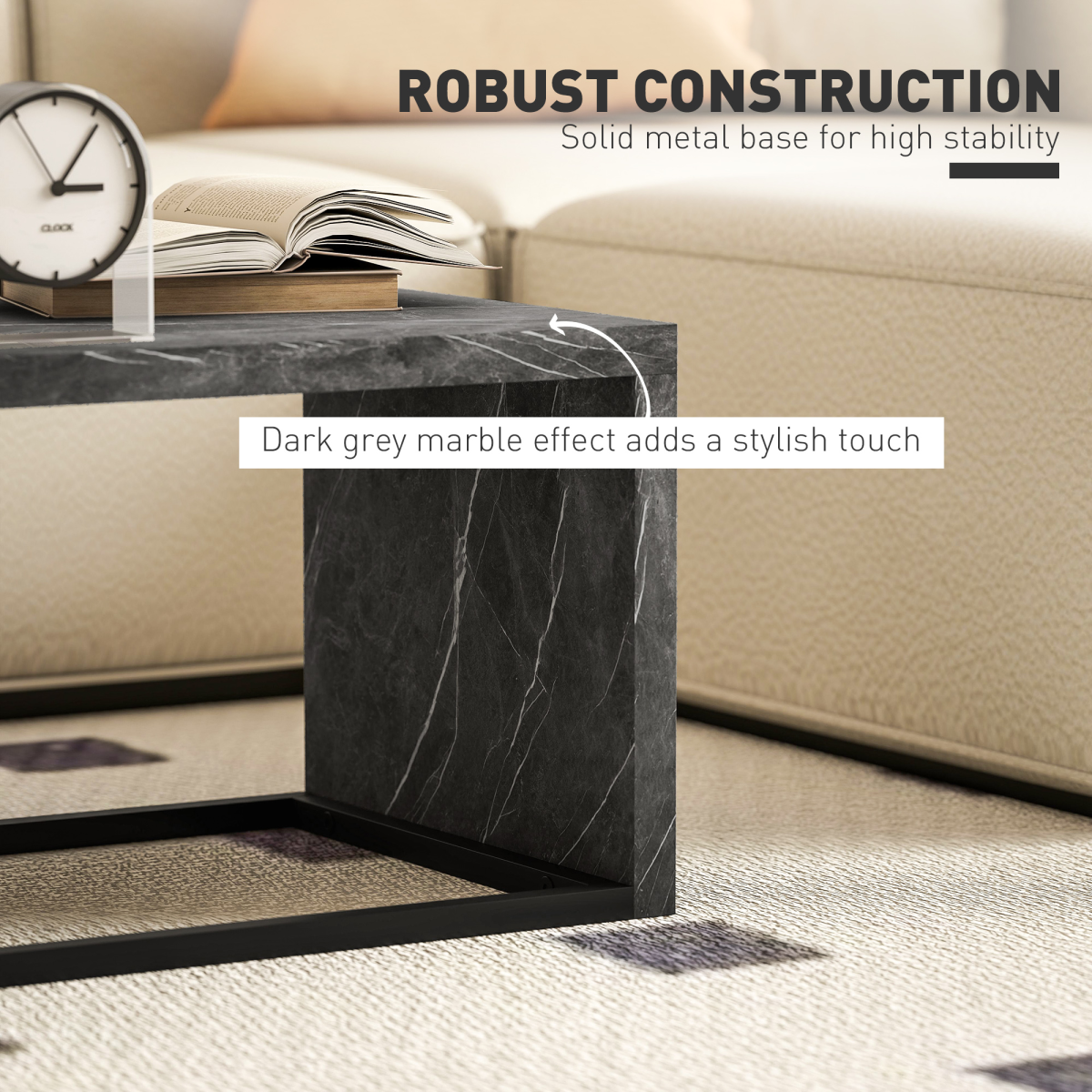HOMCOM Coffee Tables Set of 2, Nest of Tables for Living Room