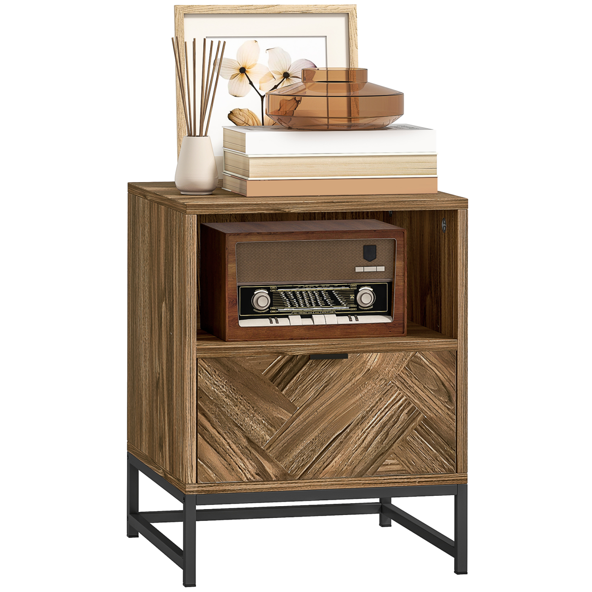 HOMCOM Bedside Table, Sofa Side Table with Drawer for Bedroom