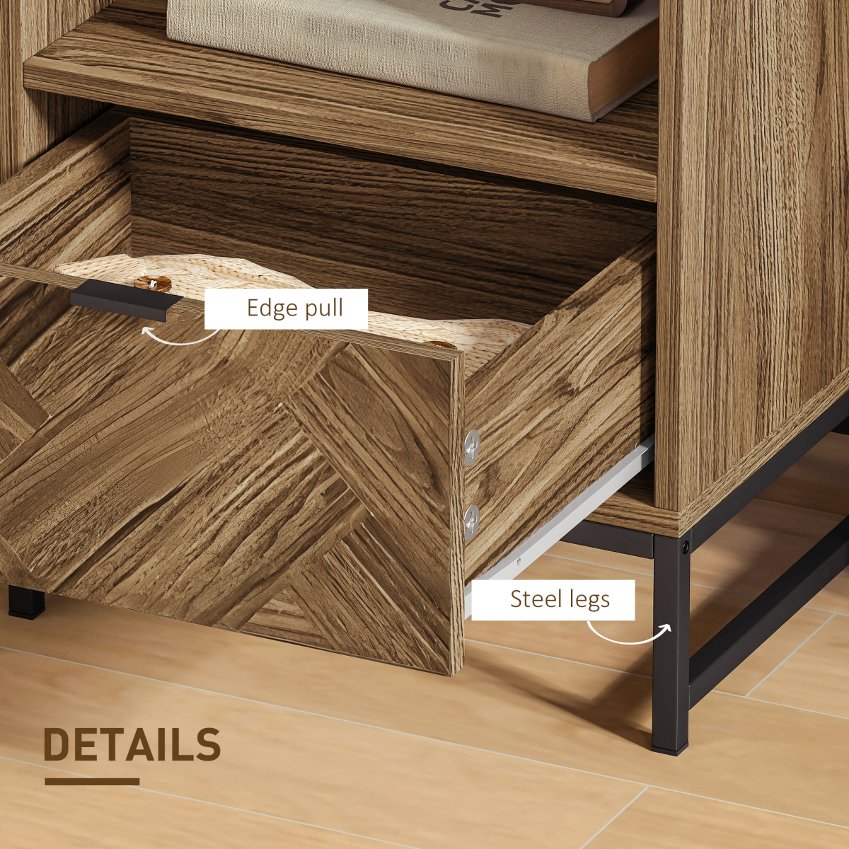 HOMCOM Bedside Table, Sofa Side Table with Drawer for Bedroom