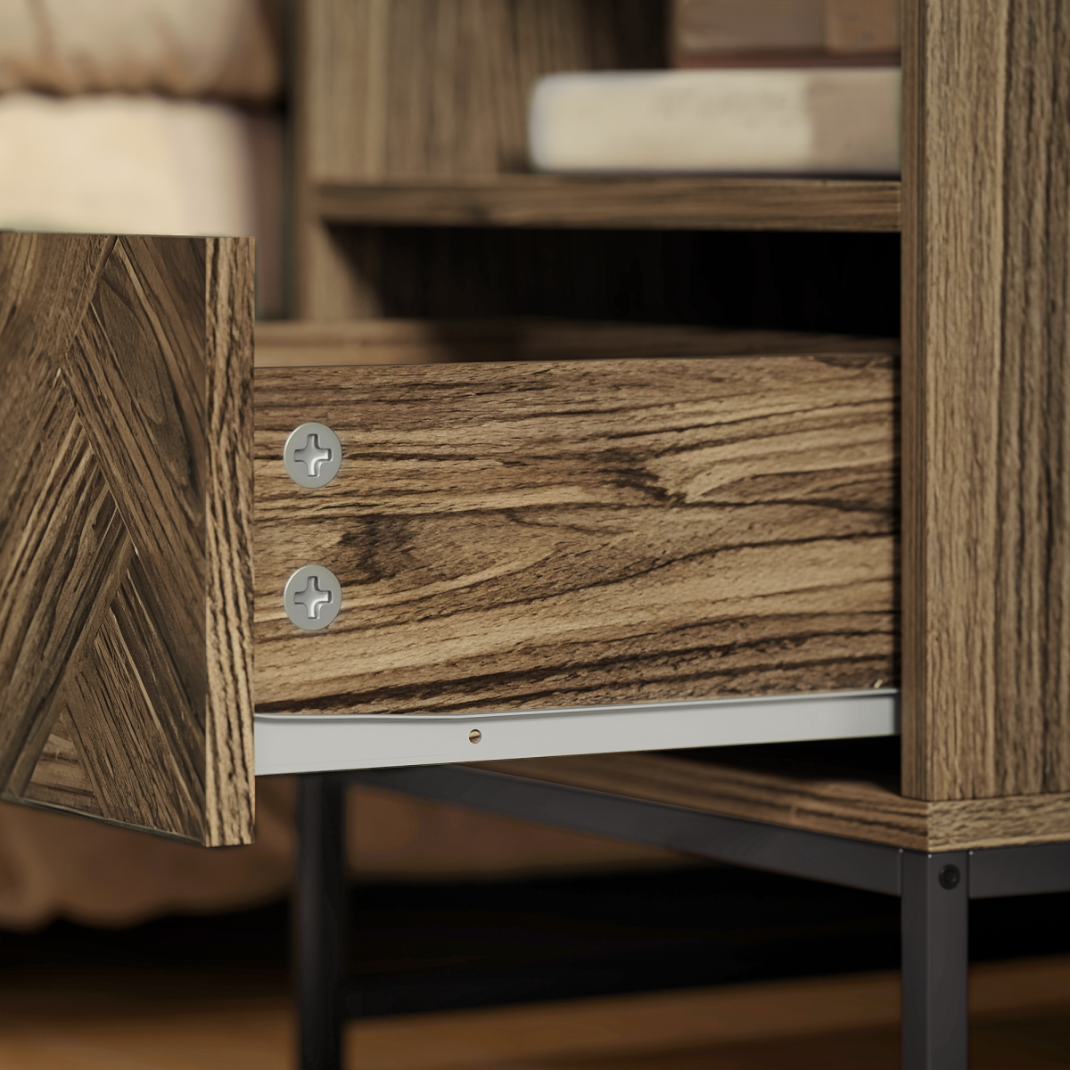 HOMCOM Bedside Table, Sofa Side Table with Drawer for Bedroom