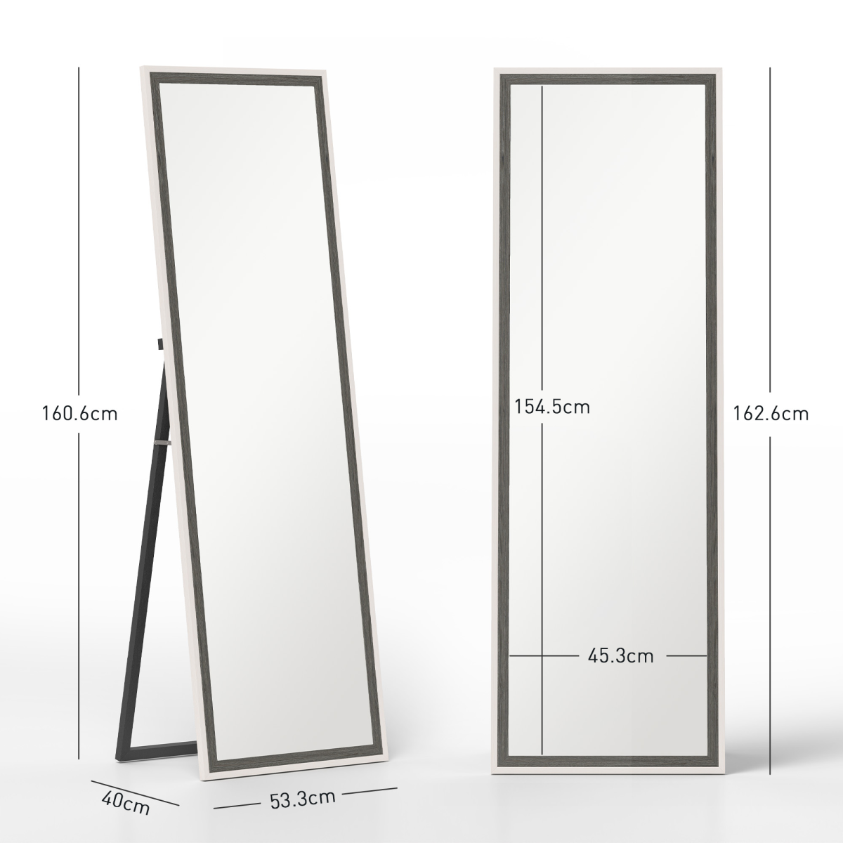 HOMCOM Full Length Mirror, Standing Leaning Wall, 163 x 53 cm