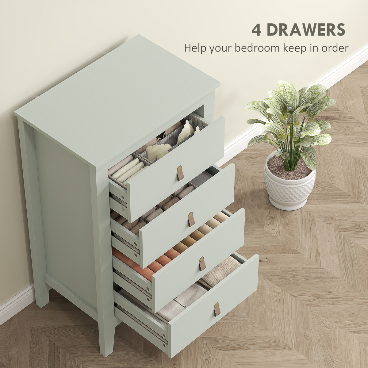 HOMCOM Bedroom Chest of Drawers, Modern 4 Drawer Dresser