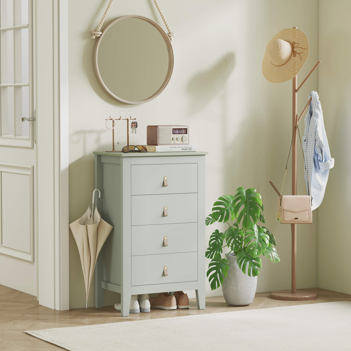HOMCOM Bedroom Chest of Drawers, Modern 4 Drawer Dresser