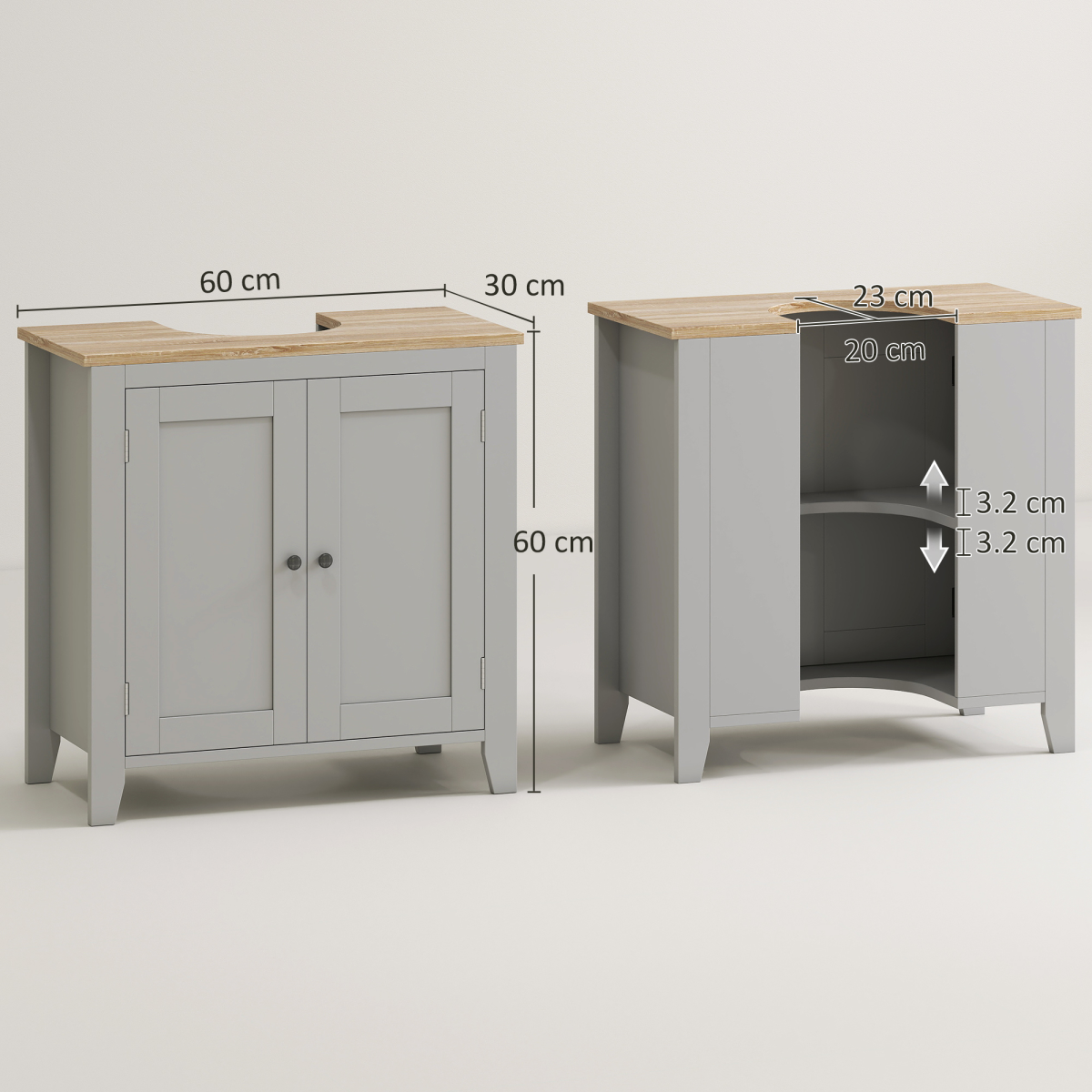 kleankin Bathroom Pedestal Under Sink Cabinet with Adjustable Shelf