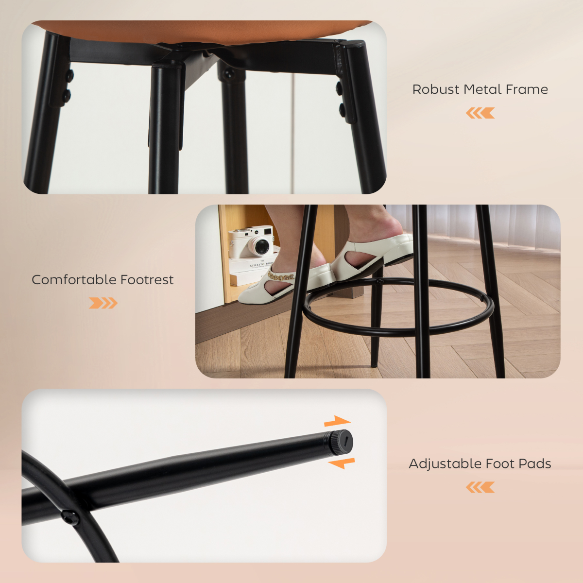 HOMCOM 360° Swivel Bar Stools Set of 2, PU Leather Barstools with Footrest