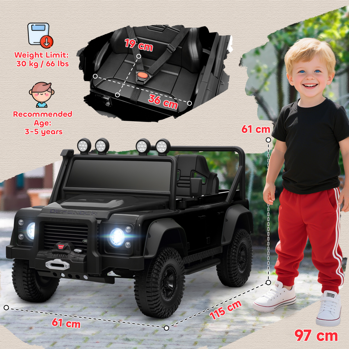 AIYAPLAY Kids Ride On Car, 12V Battery-Powered Electric Car with Remote Black