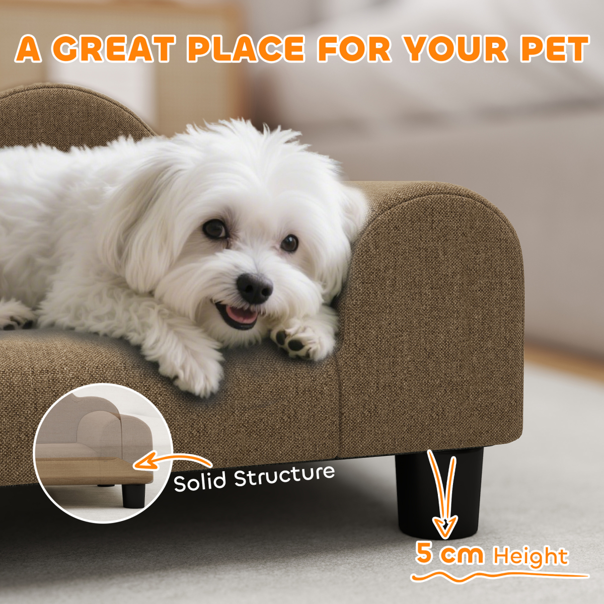 PawHut Dog Sofa Bed, Cat Sofa with Backrest, Armrest, for Small Dogs