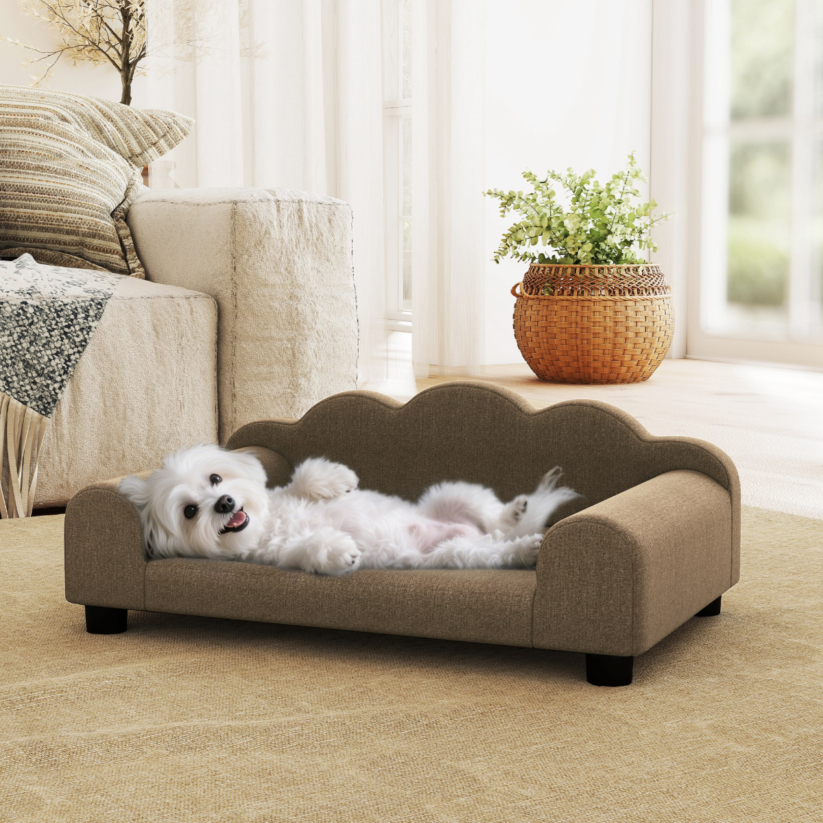 PawHut Dog Sofa Bed, Cat Sofa with Backrest, Armrest, for Small Dogs