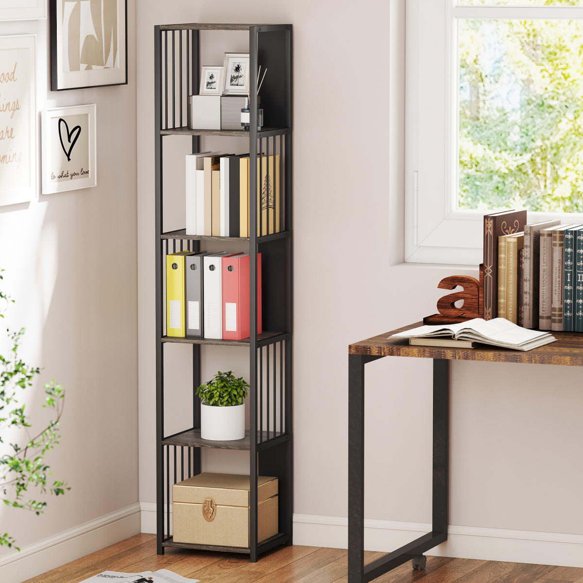 HOMCOM Bookshelf, Freestanding Display Storage Unit