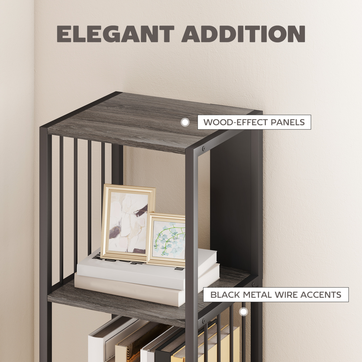 HOMCOM Bookshelf, Freestanding Display Storage Unit