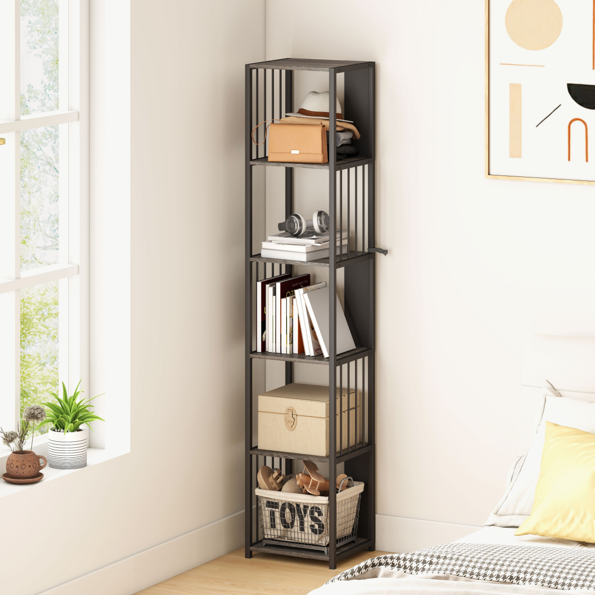 HOMCOM Bookshelf, Freestanding Display Storage Unit