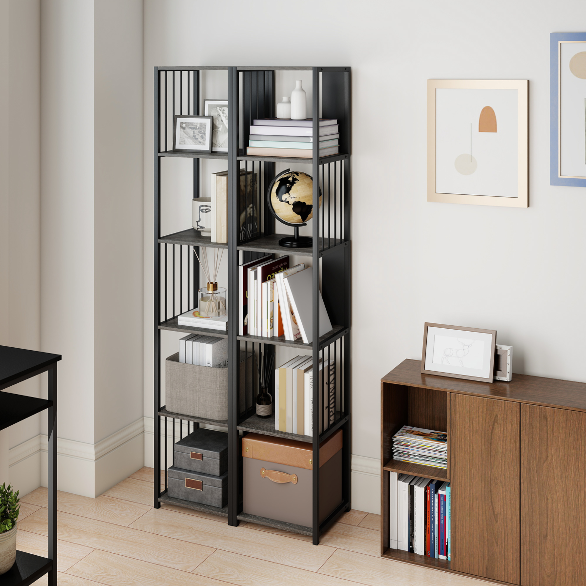 HOMCOM Bookshelf, Freestanding Display Storage Unit