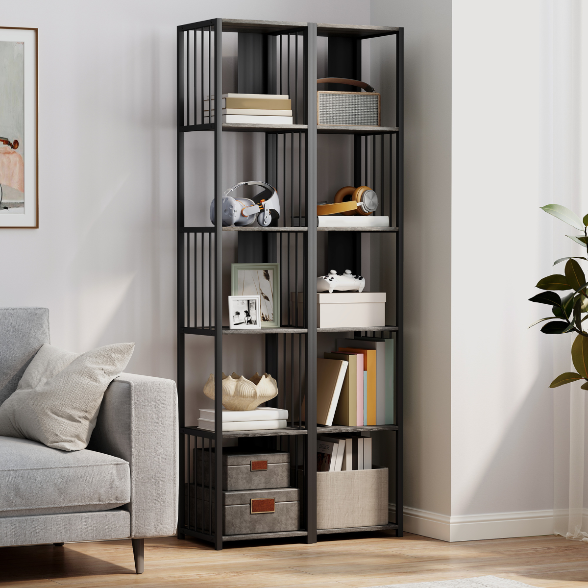 HOMCOM Bookshelf, Freestanding Display Storage Unit