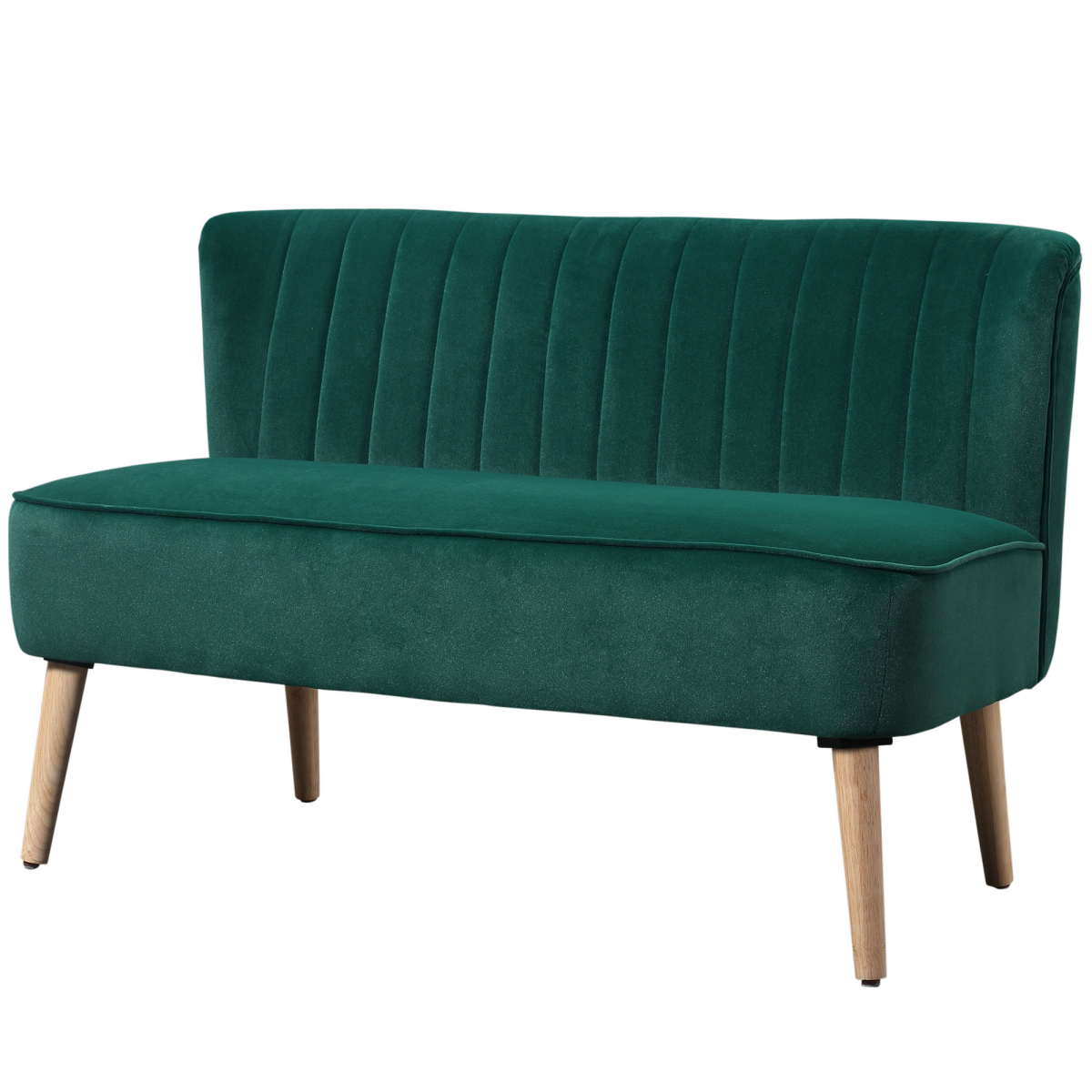 HOMCOM Velvet-Feel Double Sofa w/ Wood Frame Foam Padding High Back