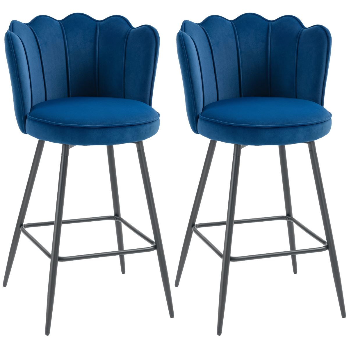 HOMCOM Barstools with Petal Backrest for Kitchen Island