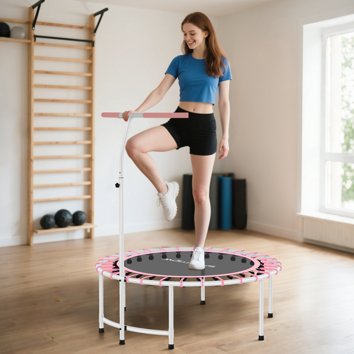 SPORTNOW Fitness Trampoline with Adjustable Handle