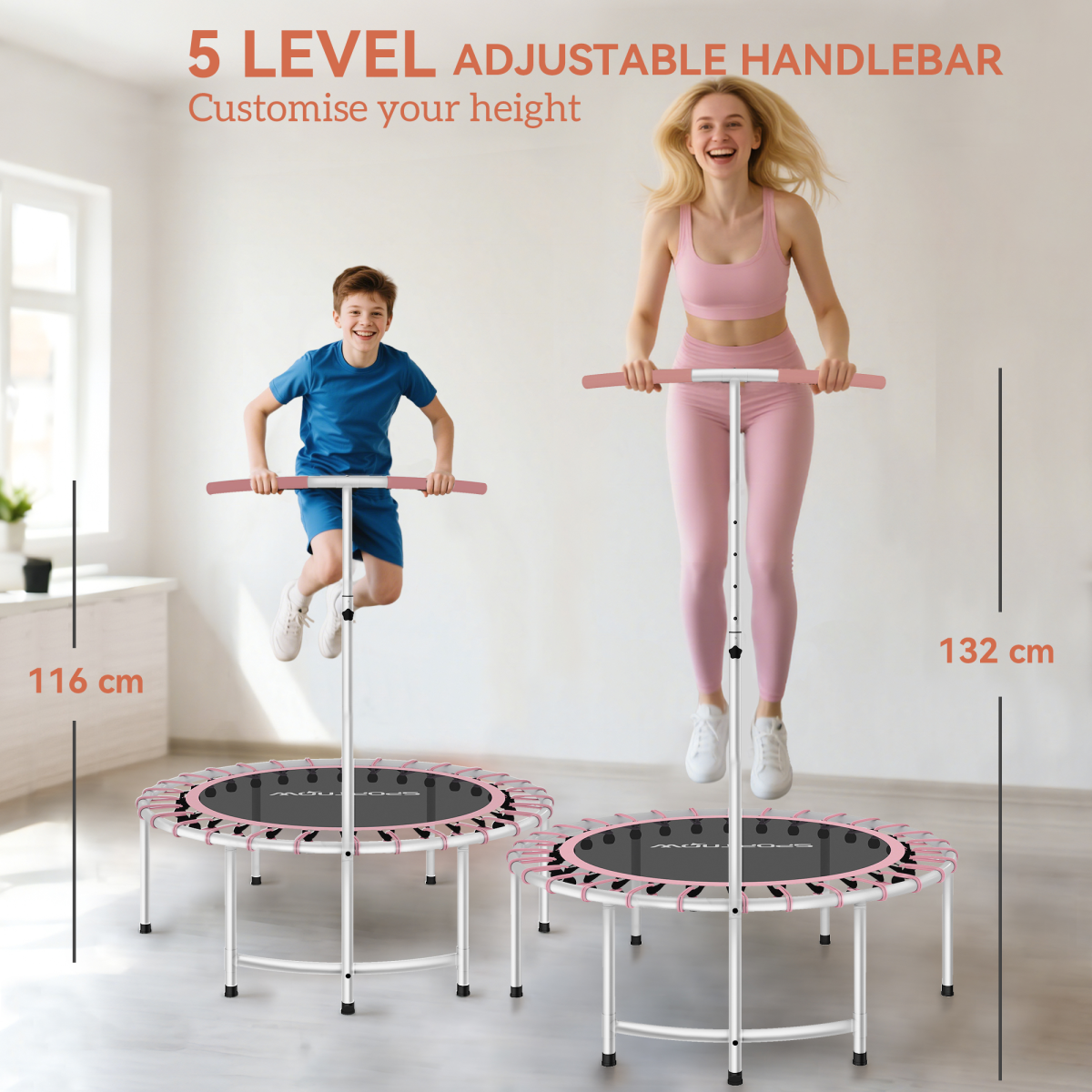 SPORTNOW Fitness Trampoline with Adjustable Handle