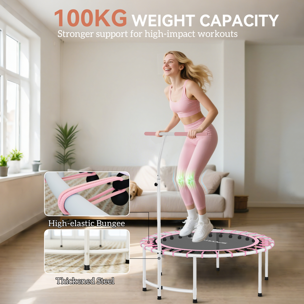 SPORTNOW Fitness Trampoline with Adjustable Handle