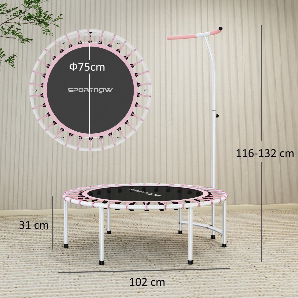 SPORTNOW Fitness Trampoline with Adjustable Handle