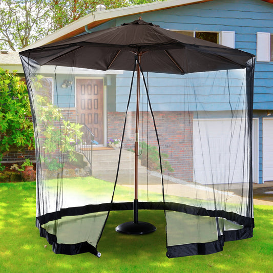 Outsunny  2.3 m Umbrella/Table Mosquito Net-Black  Black 300cm x 300cm x 230cm
